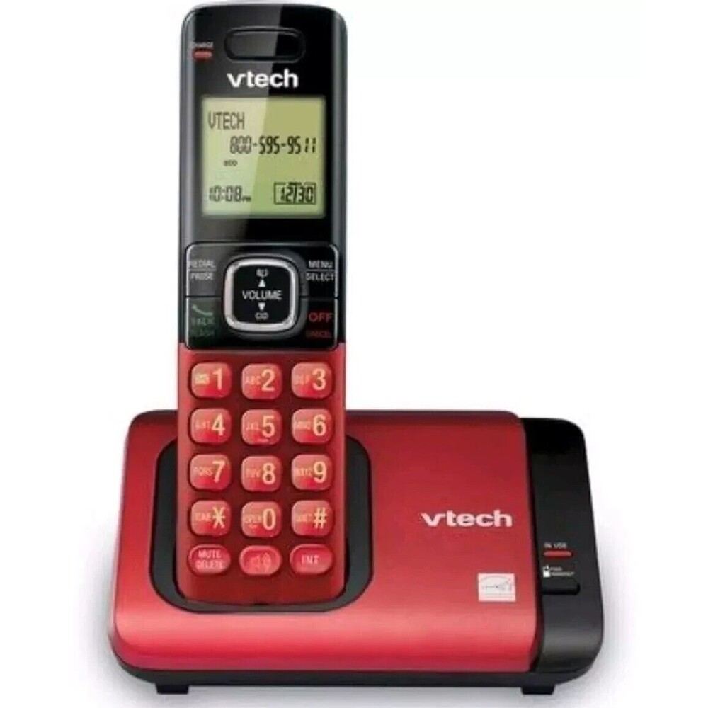 Vtech Cordless Phone Caller ID Speakerphone Extra Battery Red DECT6.0 CS6419-16